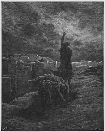 Il levita porta via il corpo della donna da Gustave Dore